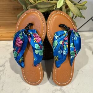Matilda Jane The Seashore Floral Sandals with backpack flip flops blue size 11